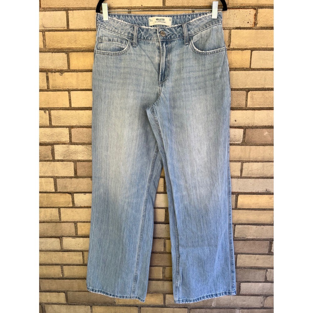 Hollister Curvy Mid-Rise Baggy Jeans Light Wash Denim Size 6L W28 Long